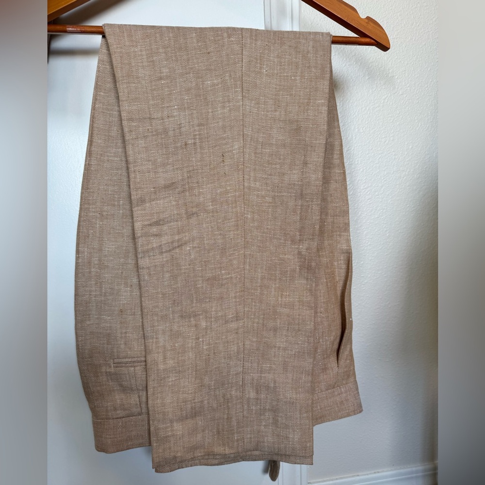 Spier and Mackay Wheat High Rise Linen Trousers Size 34 Slim Inseam 29.5” - Picture 4 of 4